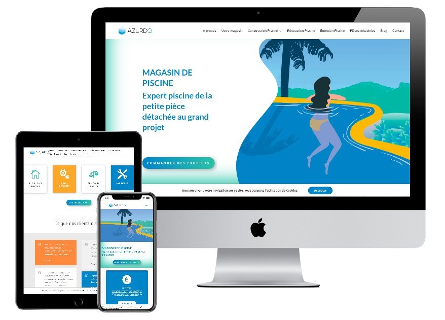 Création du site d'un pisciniste, de A à Z — Azurdo — installation de piscines et magasin, Hérault