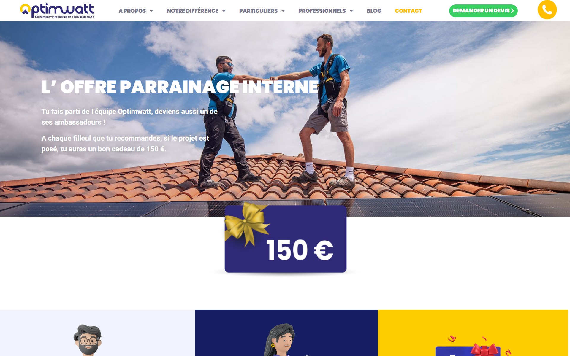 Programme de parrainage client — Optimwatt — installateur photovoltaïque
