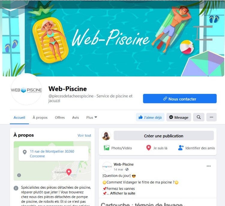 La page Facebook, créée et habillée aux couleurs de la marque