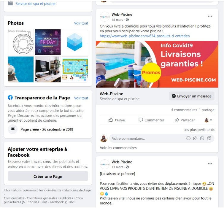 Publications Facebook — livraison à domicile pendant le confinement